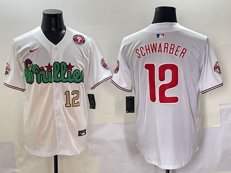 Men Philadelphia Phillies #12 Schwarber White three generations Joint Name Nike 2025 MLB Jersey style 5->philadelphia phillies->MLB Jersey